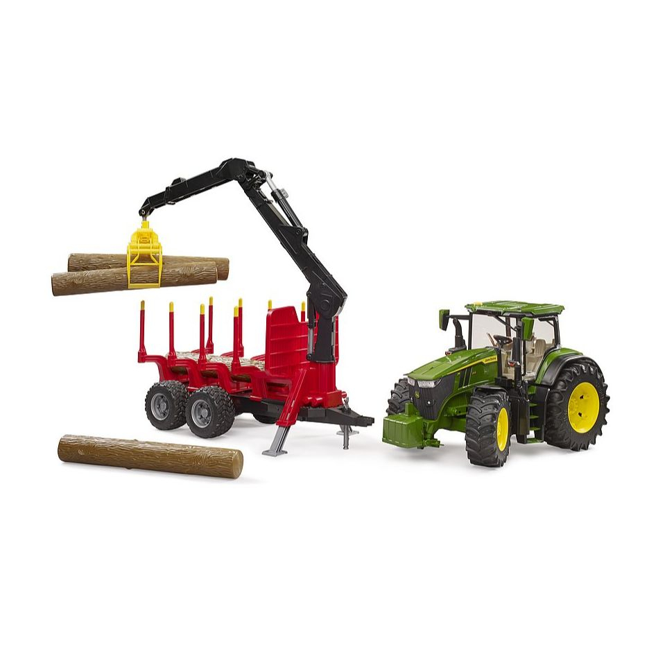 Jucarie - Tractor John Deere 7930 cu Remorca lemne si busteni 03154 Bruder 03054 [3]