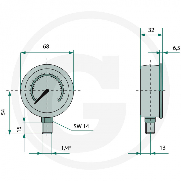 Manometru cu glicerina 0-60 bar 1/4'' 85050008   [3]