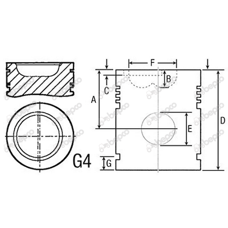 Piston Perkins Ø 98.48 mm 3637360M91 30/33-74 [2]