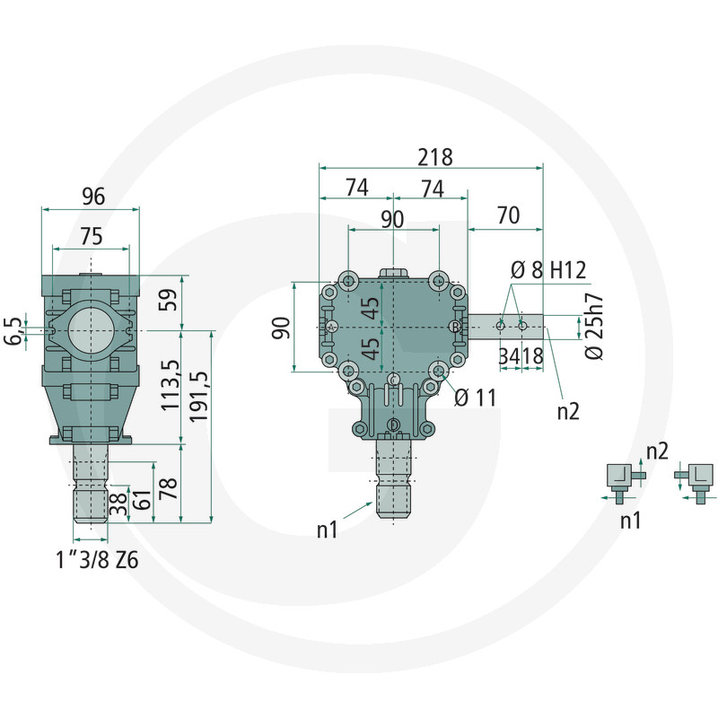 Reductor unghiular aluminiu 1:1 - forma L 12 614397200 [2]