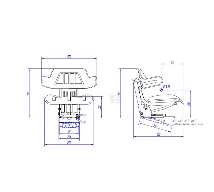 Scaun din PVC cu suspensie mecanica - albastru TS24000GP [2]