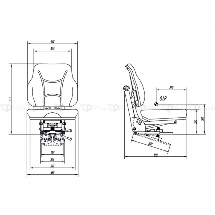 Scaun cu suspensie mecanica - PVC 8719493961249 TS23000GP   [3]