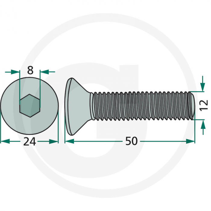 Surub hexagonal M12 x 50 16606543 088.007991.6.378 106061 64716606543F   [2]