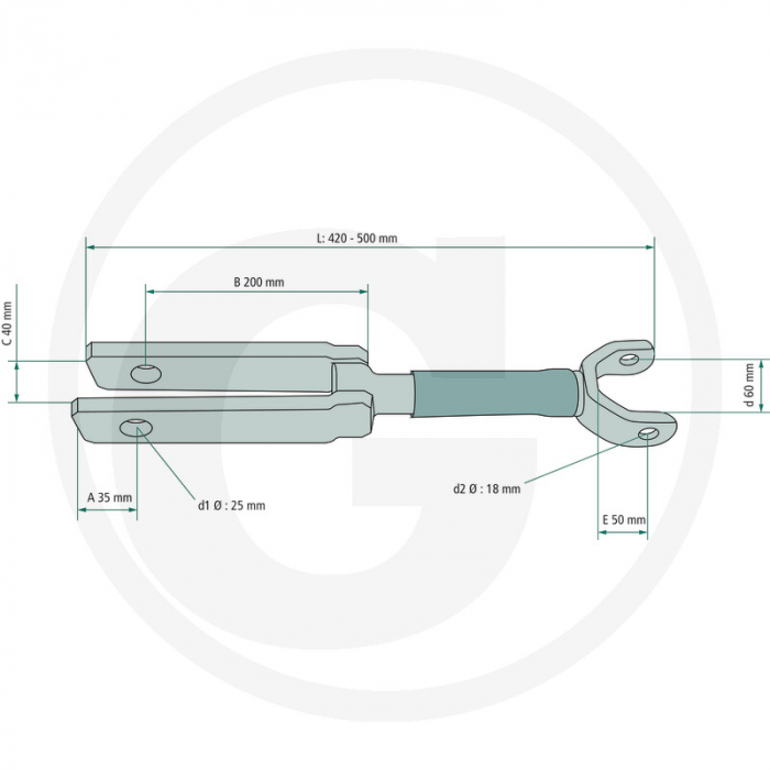 Tirant vertical L 425/515 mm - Ø 25.9 x 19.2 mm 27/760-127 1295 740502 1295 740502 1295740502 135700740415   [2]