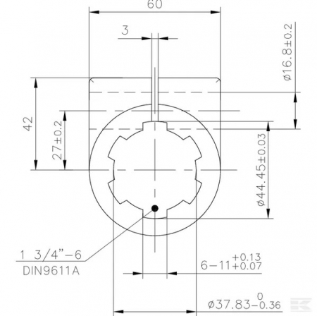 Adaptor priza cardan 1,3/4 6Z - 1,3/8 6Z 1083505 6710156 B531030403-6710006 B5310304036710006 ZGFRV.43 ZGFRV43 [4]