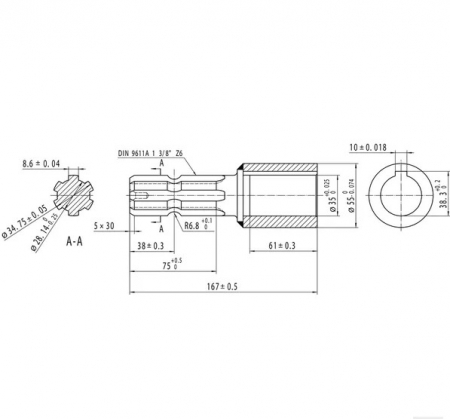 Adaptor priza cardan 1-3/8" - 6Z x 35 mm [4]