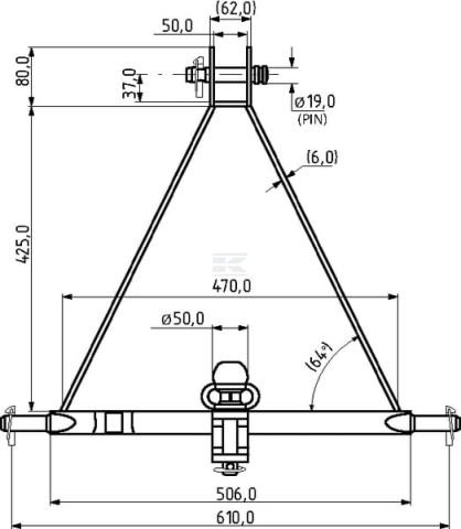 Bara Remorcare 3 Puncte Kramp Cat. 1 640 mm 2500 kg TL15081 | Tehnica Popan [3]