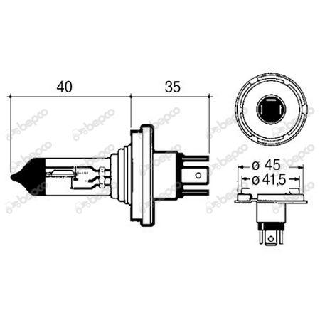 Bec halogen 12V - 55/60W - P45T - H5 63/1955-150 [1]