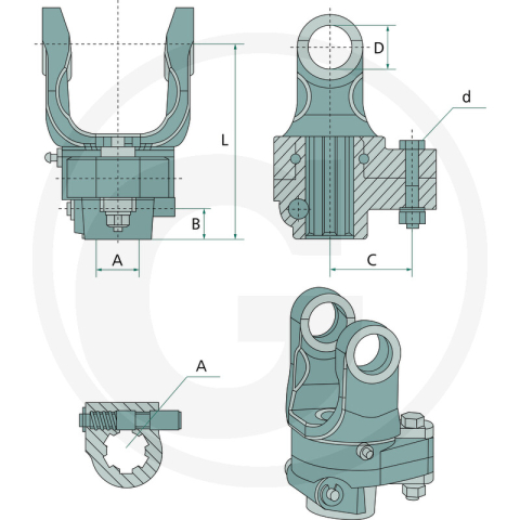 Cap cardan cu surub de forfecare F25 1 3/4" 6 dinți 36SBT1.C  [1]
