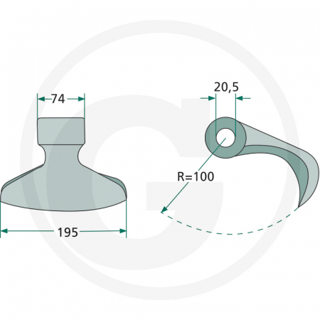 Ciocan cutit tocator Rosatella 63-RM-16 cu Ø20 63-RM-16 W11624   [1]