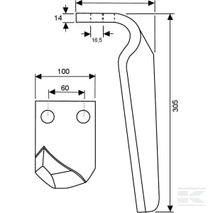 Cutit dinte grapa rotativa Morra, Pegoraro-stanga [1]