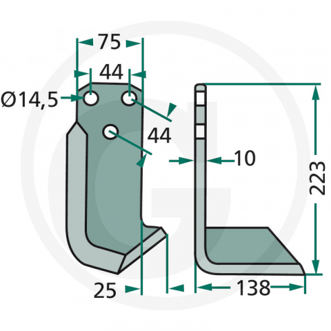 Cutit freza Maletti 3 gauri *14.5 mm - stanga  [2]