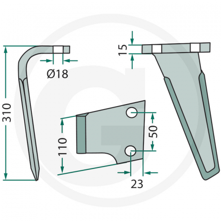 Cutit grapa rotativa Agram (dreapta) 180RH-85-R   [1]