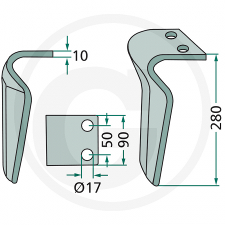 Cutit grapa rotativa Eberhardt (stanga) 180RH-50-DEL 302142   [1]
