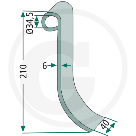 Cutit tocatoare 40x210 mm Ø34 18063-IND-97   [1]