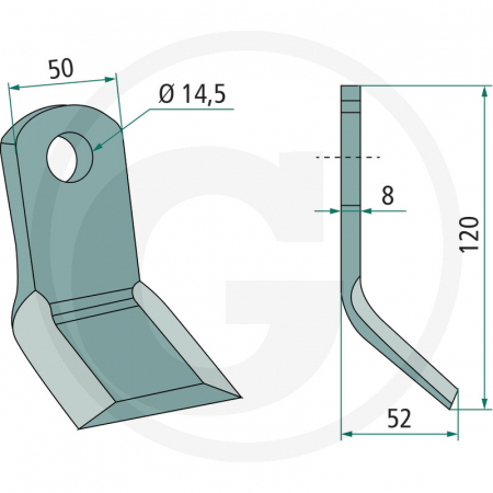 Cutit tocatoare Bagodi 52x120 mm Ø14 180180310   [1]