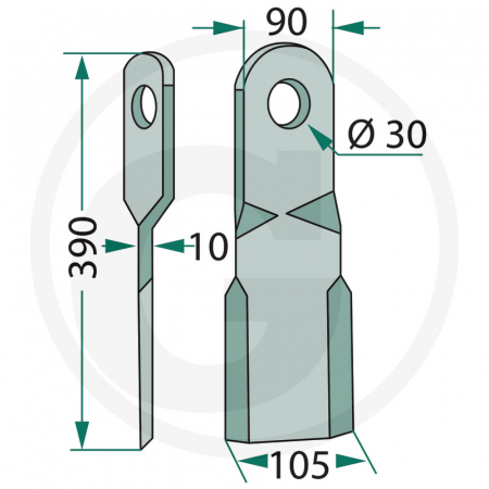 Cutit tocatoare BAMS 90x390 mm Ø30 63-BAM-01-R 18063-BAM-01-R   [1]
