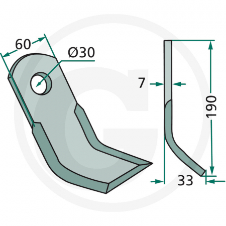 Cutit Y tocatoare 60x190 mm Ø30 63-IND-69 18063-IND-69   [1]