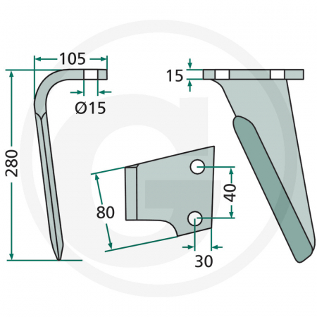 Dinte grapa rotativa Rabe 56030 84091202 84091202 8409.12.02 RH-61-L-SAP   [1]