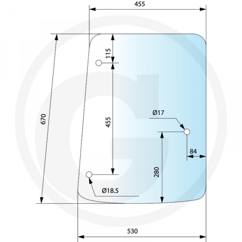 Tipuri de tractoare: T4.95F Tier, T4020, T4030, T4040, T4050, T4060 F (2/12-), T4060 N (2/12-), T4060 V (2/12-), TN60, TN85, TN95 - 65017083 Geam spate dreapta New Holland
