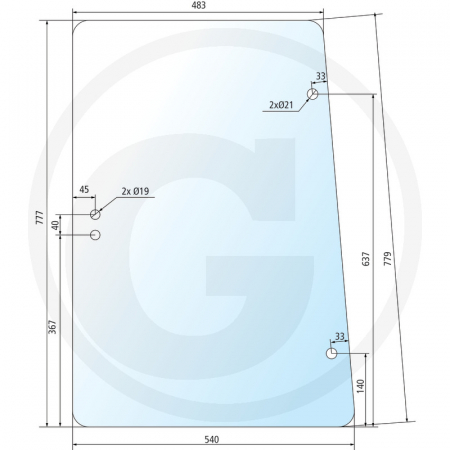 Tipuri de tractoare: Antares 110, 110 II, 130, 130 II, Laser 100, 110, 130, 150, 140, 160, ROW Crop 100.6, Silver 80, 85, 90, 95, 100.4, 100.6, 110, 115, 130, 160, 180, Titan 145, 150, 160, 165, 190 - Geam lateral 650886595 0.007.7337.0/10  