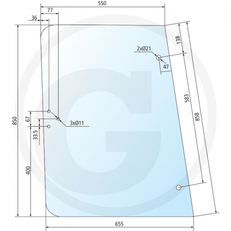 Tipuri de tractoare: 58-32, 58-34, 65-32, 65-34, 70-32, 70-34, 75-12, 75-14, 75-32, 75-34, 77-12, 77-14, 80-12, 80-14, 85-12, 85-14, 85-32, 85-34, 90-32, 90-34, 95-12, 95-14, 103-12, 103-14, 103-52, 1 - Geam lateral 650885623 7700054047 7700016530  