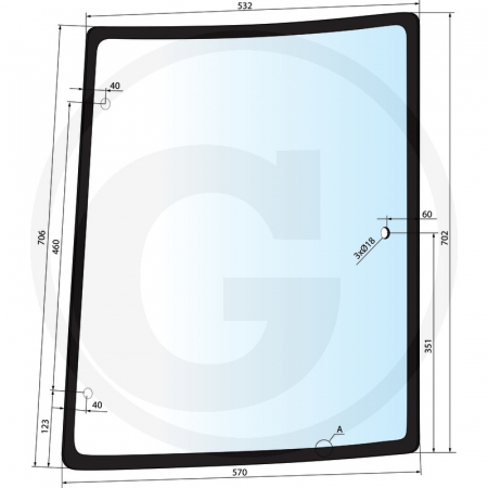 Tipuri de tractoare: JX 55, 60, 65, 70, 75, 80, 85, 90, 95 - Geam lateral Case IH - dreapta 650S89556 5089556  