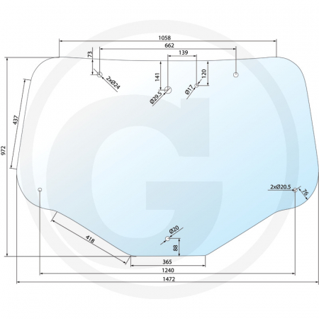 Tipuri de tractoare: MXU 100, 110, 115, 125, 135, Maxxum 100, 110, 115, 125, 140 - Geam spate 650S030887 87744542 82030887 87663400
