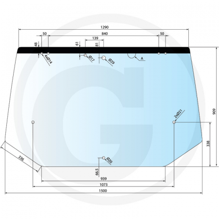 Tipuri de tractoare: JX 1070U, 1080U, 1090U, 1100U, JX 70U, 80U, 90U, 100U - Geam spate 650S016997 82016997