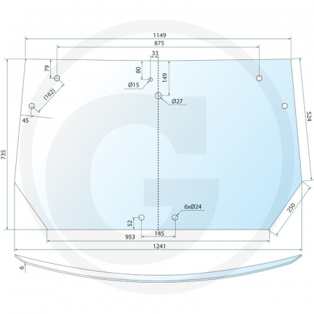 Tipuri de tractoare: Dorado 60, 70, 80, 90, 100 Hi-Line, 60 Classic, 80 Classic, 90 Classic, Explorer 85, 100, 110 - Geam spate 65004092 0.015.4272.0/10  
