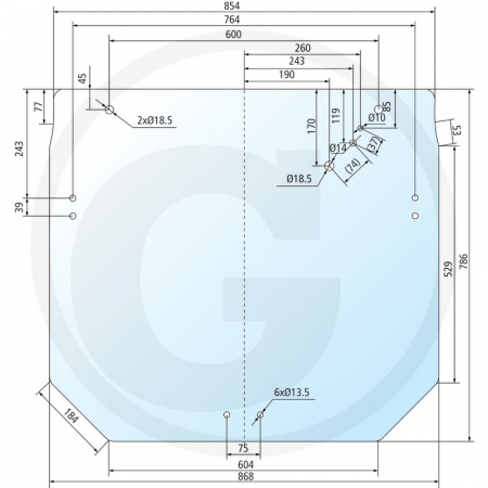 Tipuri de tractoare: 5220, 5320, 5420, 5520, 5620, 5720, 5820 - Geam spate 65012043 R206835 SU27312