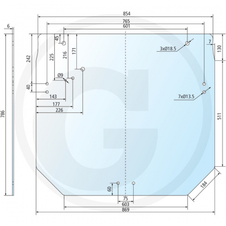 Tipuri de tractoare: 5070M. 5080M, 5090M, 5100M, 5080R, 5090RN, 5100R, 5100RN - Geam spate 65012060 R261272