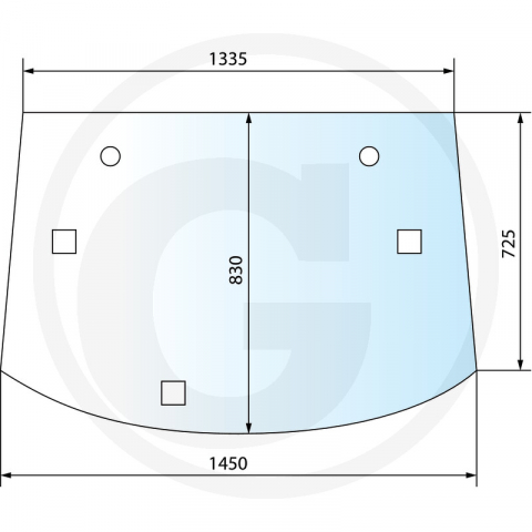 Tipuri de tractoare: 6100, 6200, 6300, 6400, 6500, 6506, 6600, 6800, 6900, SE 6100, 6200, 6300, 6400 - 65012075 Geam spate John Deere