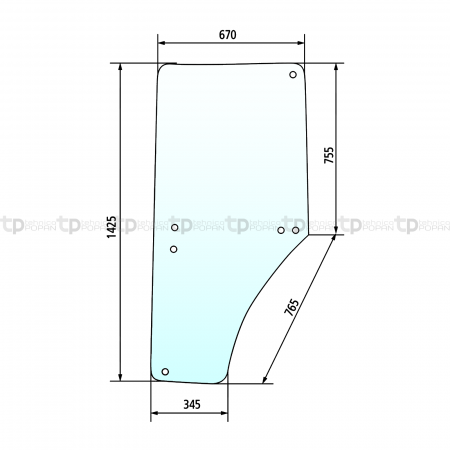 Tipuri de tractoare: 6100, 6200, 6300, 6400, 6500, 6506, 6600, 6800, 6900, SE 6100, 6200, 6300, 6400 - Geam usa John Deere L169103 L213355 L77648 L77654 S-L77648 SL77648 26/4038-10