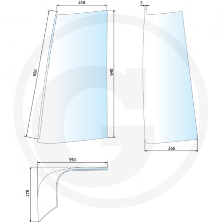 Tipuri: 743XL, 745XL, 844XL, 845 XL, 856XL, 956XL, 1056XL, 1255XL, 1455XL, 3230, 4210, 4220, 4230, 4240, 495XL, 585XL, 595XL, 685XL, 785 XL, 695XL, 795XL, 885XL, 895XL, 995XL; Cabina XL - Geam unghiular Case IH - dreapta 650S33040R2 84263821 3233040R2