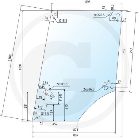 Tipuri de tractoare: 4 cilindri, 1550, 1640, 1750, 1850, 1950, 2040, 2250, 2450, 2650, 2850; Cabina: MC 1, CC2 - Geam usa 650885689 L57908