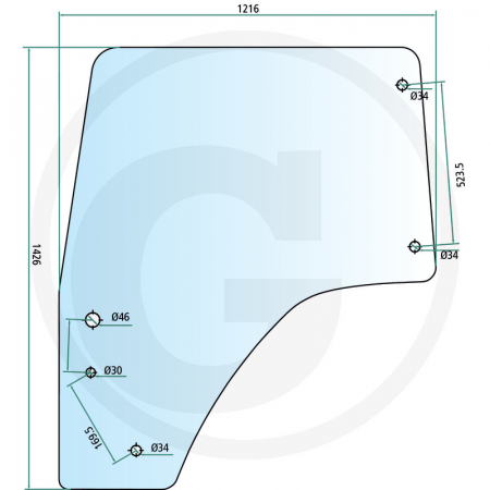 Tipuri de tractoare: Explorer 80, 90, 90.4, 100, 105, 105.4, 115.4, 85E, 100E, 115E, Silver 100, 110, Virtus 90, 100, 110, 120 - Geam usa - dreapta 65004116 0.016.8682.0  