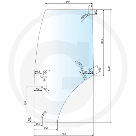 Tipuri de tractoare: 5070M. 5080M, 5090M, 5100M, 5080R, 5090RN, 5100R, 5100RN - Geam usa 650812002 R198624 SU27314