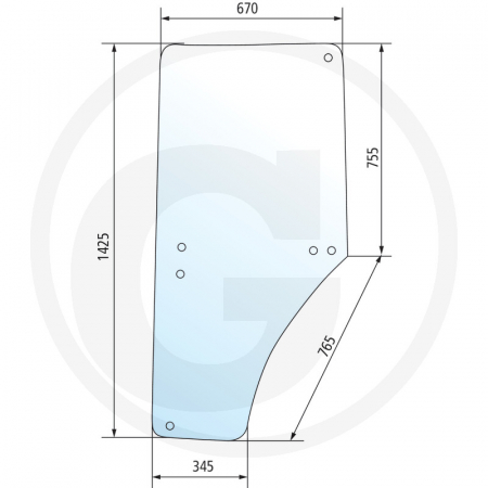 Tipuri de tractoare: 6100, 6200, 6300, 6400, 6500, 6506, 6600, 6800, 6900, SE 6100, 6200, 6300, 6400 - Geam usa 650886606 L213355 Y87950.10X  