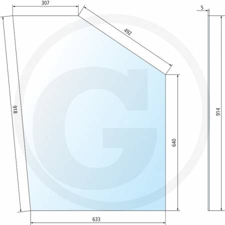 Tipuri de tractoare: 955, 1055, 1255, 1455; Cabina: Fritzmeier Cockpit - Geam usa Case IH 650881376 3223761R1 520484  