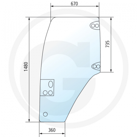Tipuri de tractoare: JX 55, 60, 65, 70, 75, 80, 85, 90, 95 - Geam usa Case IH - stanga 65002125 87620234  