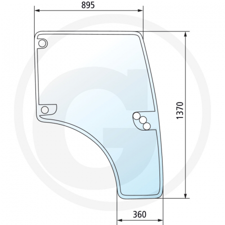 Tipuri de tractoare: Agrokid 35, 45, 55, 210, 220, 230 - Geam usa - dreapta 65004096 0.014.2297.0/10  