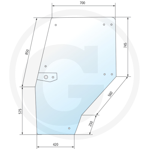 1. Piese & Accesorii Tractoare - Geam usa stanga Deutz Fahr 4352848  4352848, 04352848 Deutz Fahr