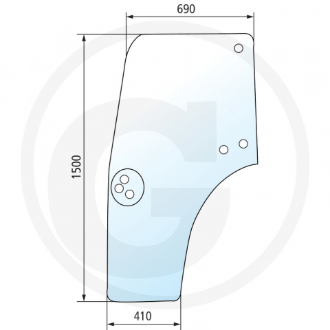Tipuri de tractoare: JX 1070U, 1080U, 1090U, 1100U, JX 70U, 80U, 90U, 100U - Geam usa stanga New Holland Seria TH