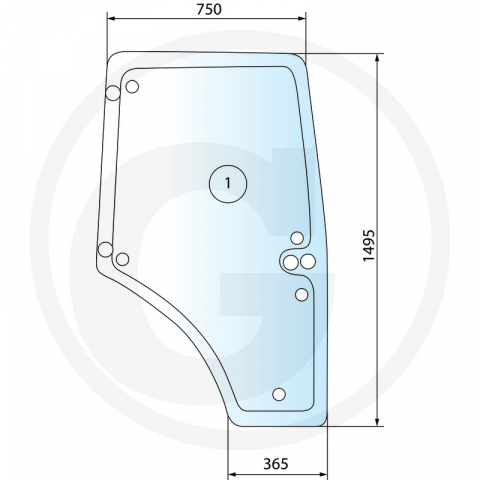 Claas - 7700044195 Geam usa stanga Claas