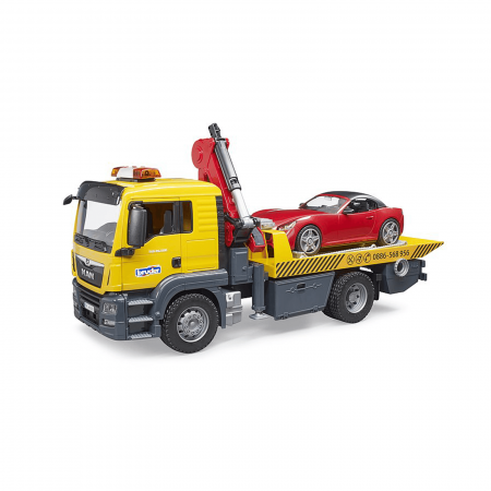 Camion MAN TGS cu platformă, macara și mașină Roadster [1]