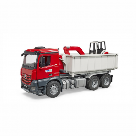 Camion MB Acros cu container Abroll si miniexcavator cu șenile Schaeff [1]