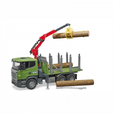 Camion Scania seria R cu remorcă de transport lemne, macara și 3 bușteni [2]