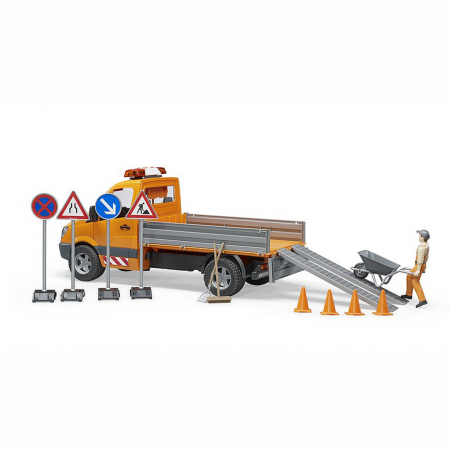Camionetă construcții MB Sprinter cu benă figurină muncitor și accesorii [3]