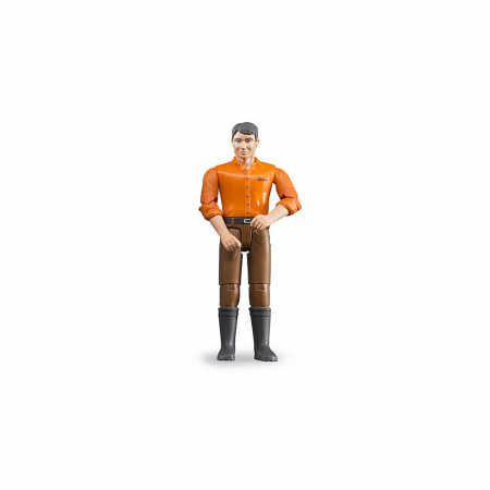 7.3. Figurine - Jucarie - Figurina barbat cu camasa portocalie si blugi maro 60007 Bruder 60007  